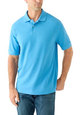 Saddlebred Men's Short Sleeve Pique Polo Shirt, Blue, 2XL
