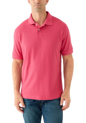 Saddlebred Men's Short Sleeve Pique Polo Shirt, Pink, 2XL