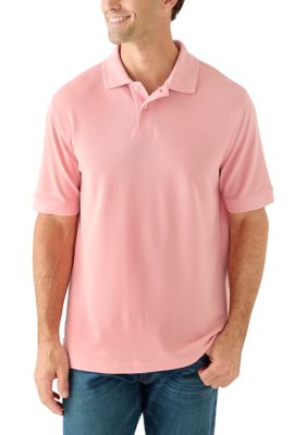 Saddlebred Men's Short Sleeve Pique Polo Shirt, Pink, 2XL