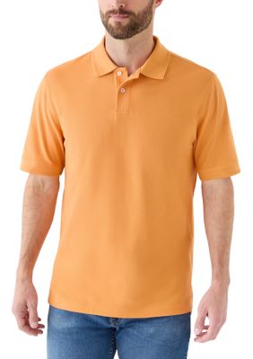 Saddlebred Men's Short Sleeve Pique Polo Shirt, Orange, 2XL