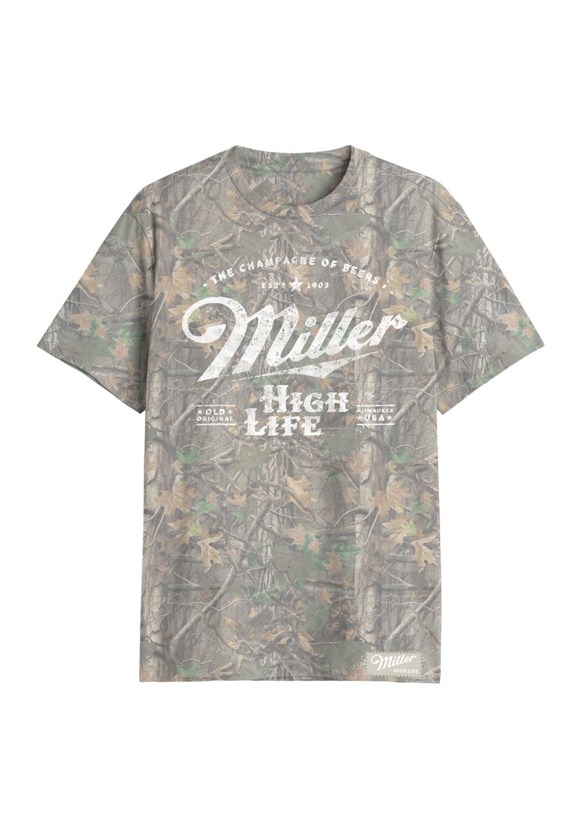 Short Sleeve Camo Miller High Life Graphic T-Shirt 