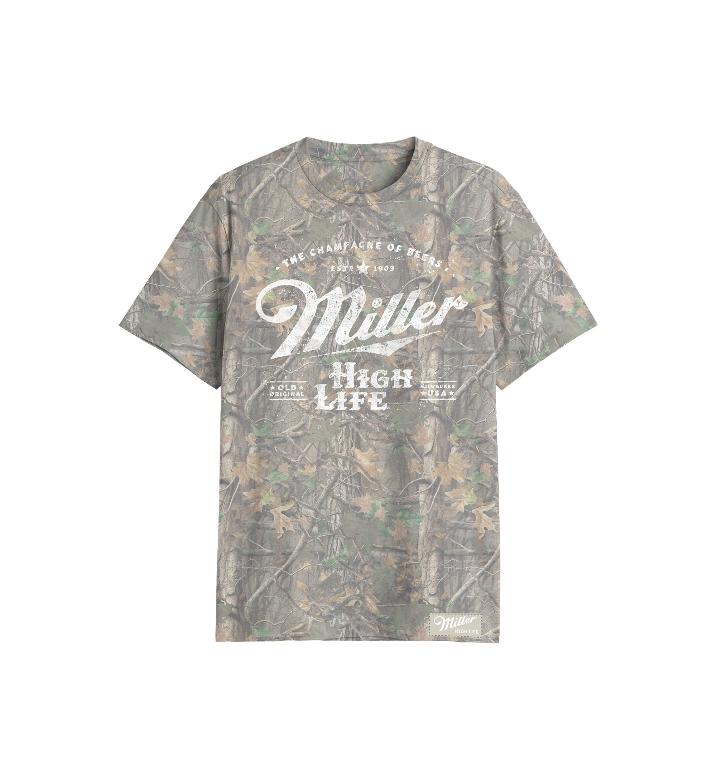 Short Sleeve Camo Miller High Life Graphic T-Shirt 