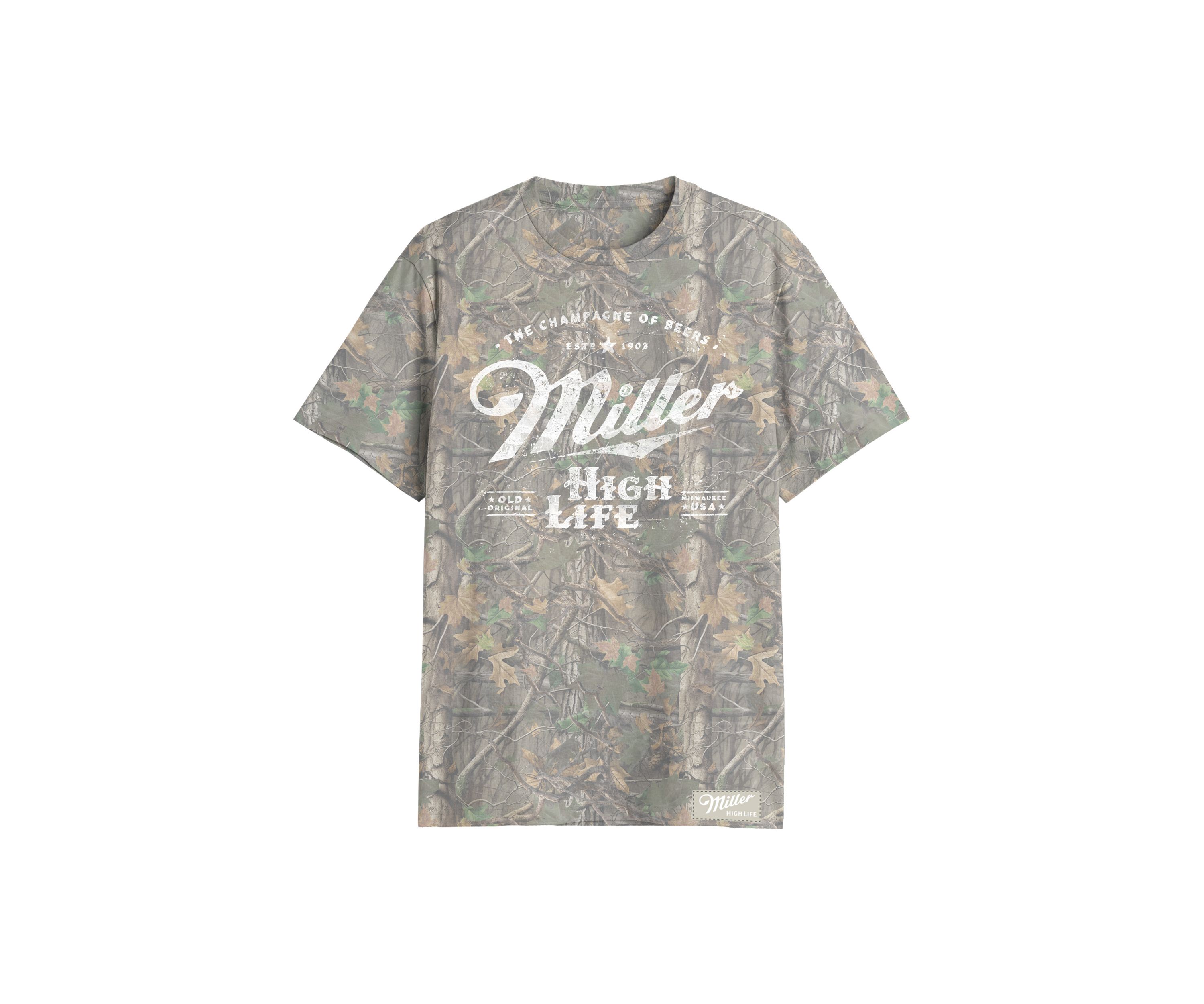 Short Sleeve Camo Miller High Life Graphic T-Shirt 
