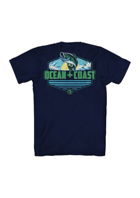 Ocean + Coast Men's Short Sleeve Coastal Bass Graphic T-Shirt, Cotton