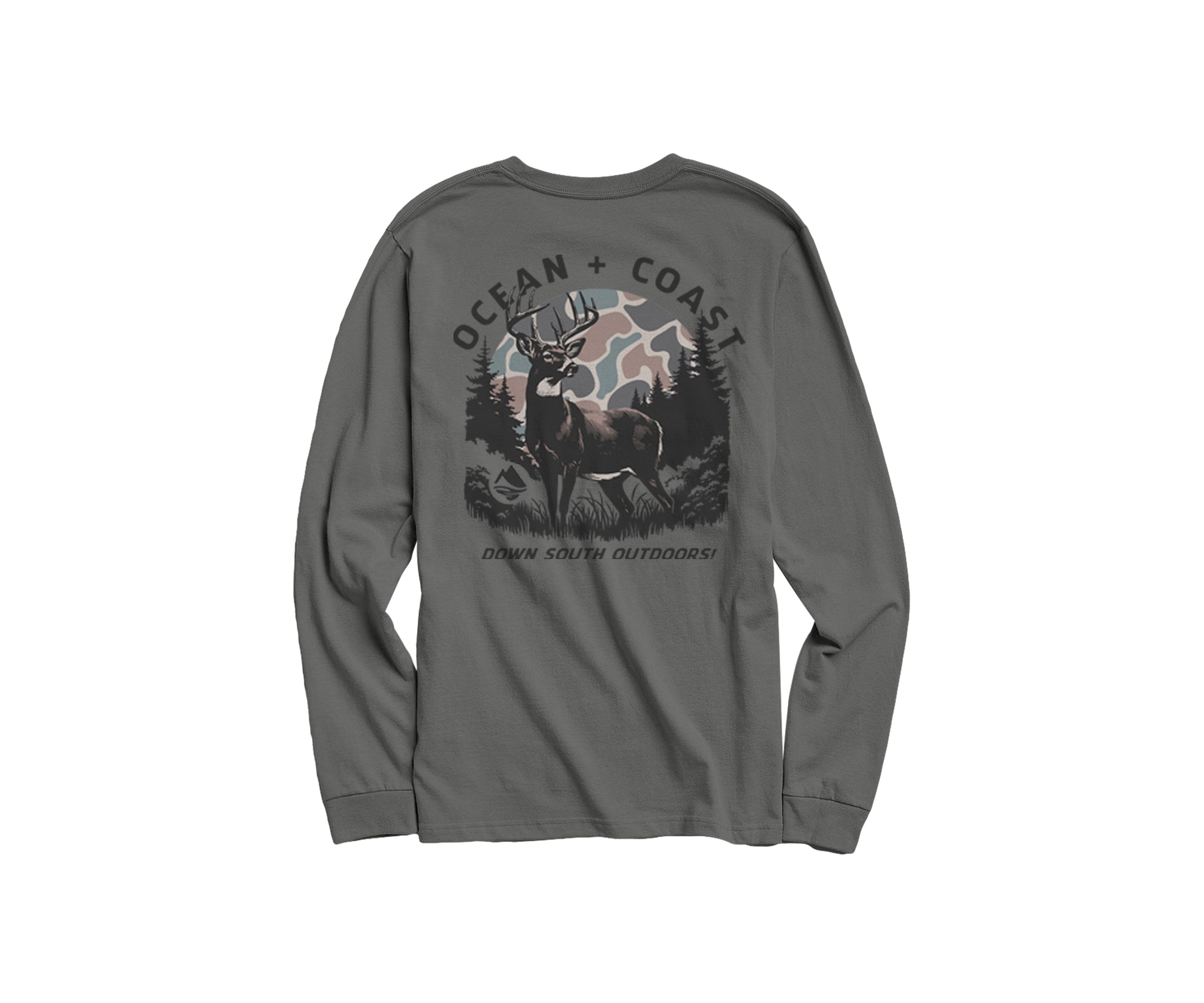 Camo Deer Long Sleeve Graphic T-Shirt