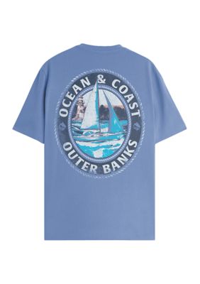 Ocean + Coast Men's Short Sleeve Outer Banks Sailboat Graphic T-Shirt, XL