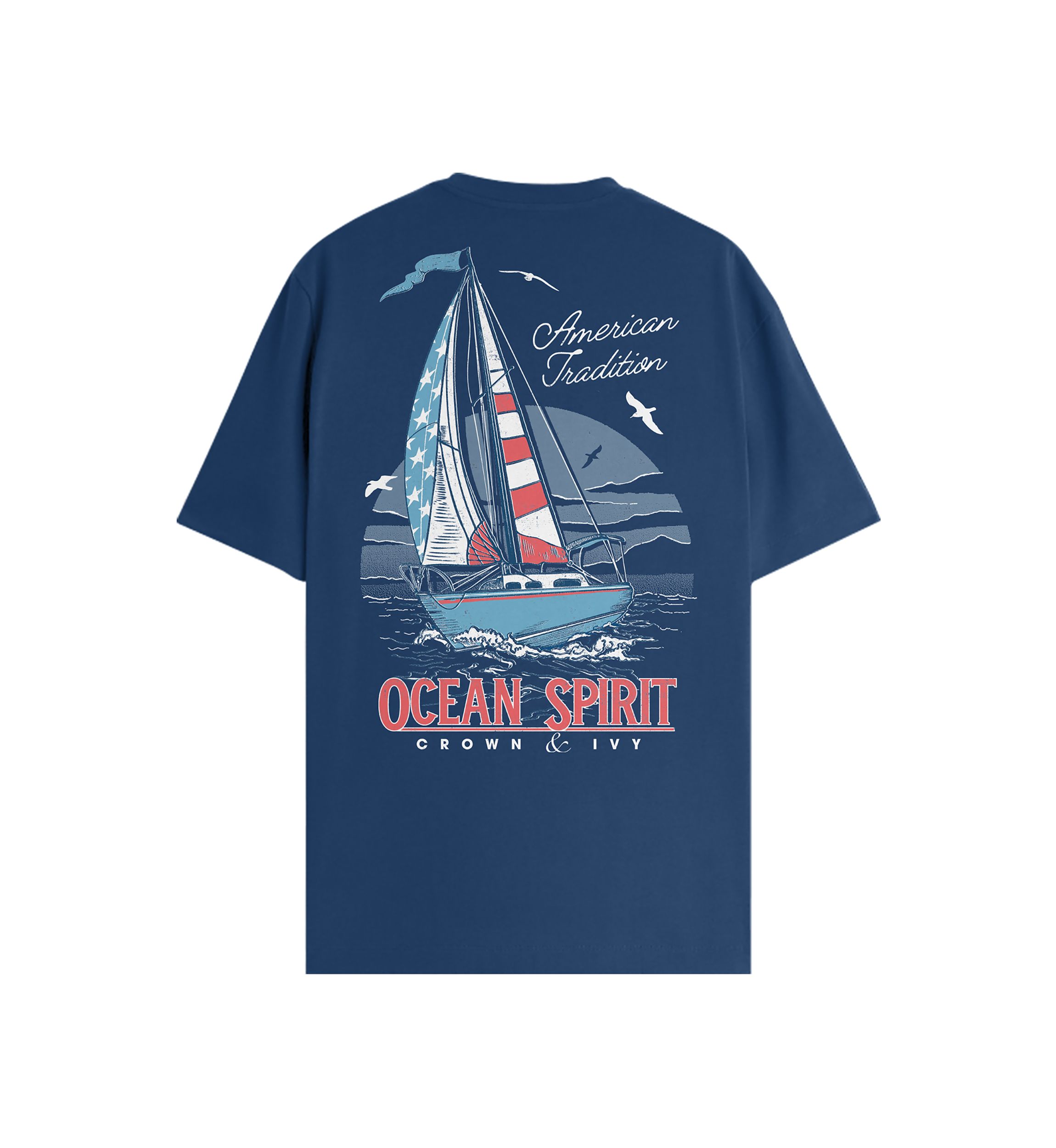 Flag Sailboat Short Sleeve Graphic T-Shirt