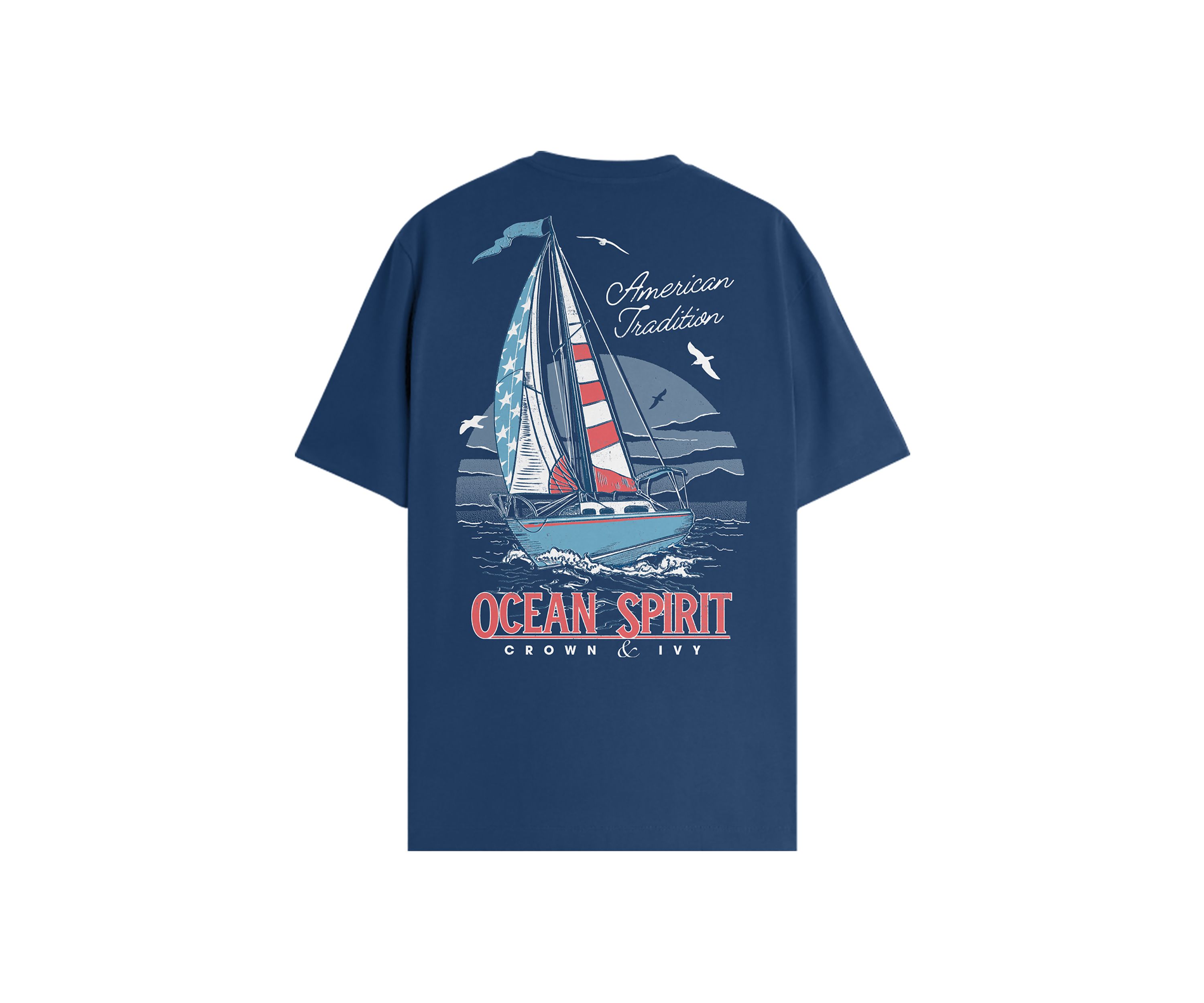 Flag Sailboat Short Sleeve Graphic T-Shirt