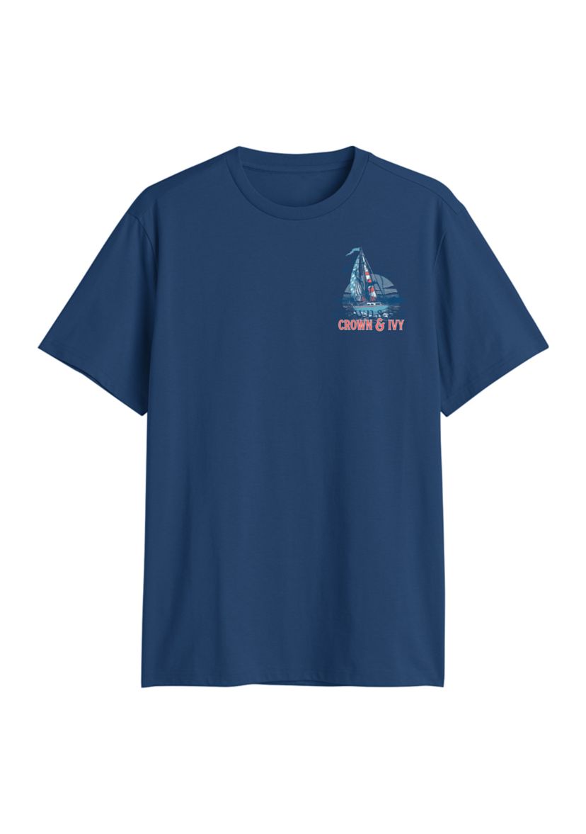 Flag Sailboat Short Sleeve Graphic T-Shirt
