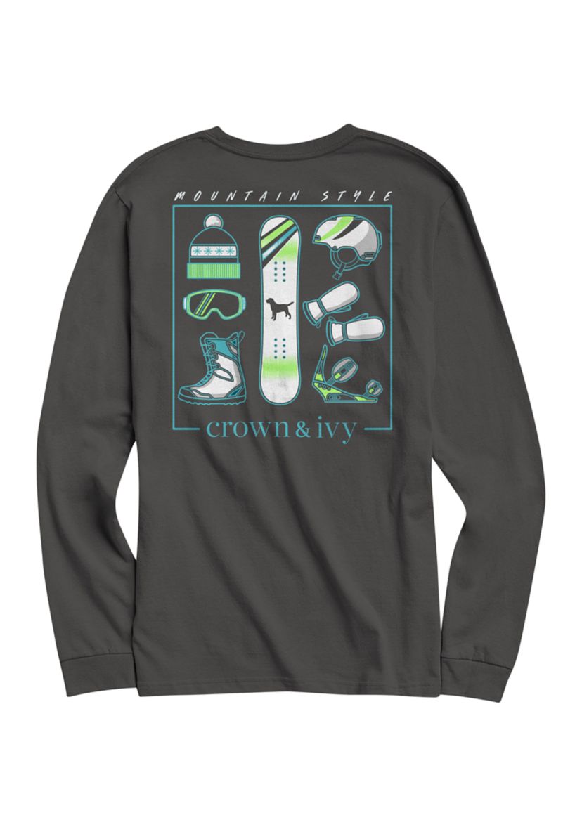 Long Sleeve Snowboarding Graphic T-Shirt