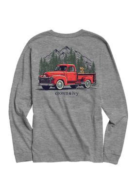 Crown & Ivy Men's Old Logo Graphic Heather Long Sleeve Shirt