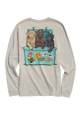 Crown & Ivy Men's Sticker Cooler Pups Graphic Long Sleeve Shirt