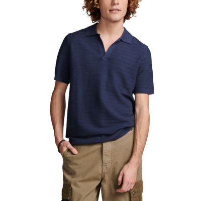 Lucky Brand Crochet Johnny Collar Short Sleeve Polo