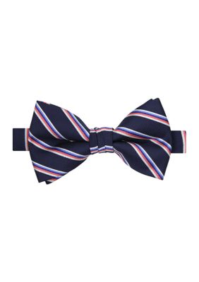 IZOD Men's Pencil Striped Bowtie, Navy Blue