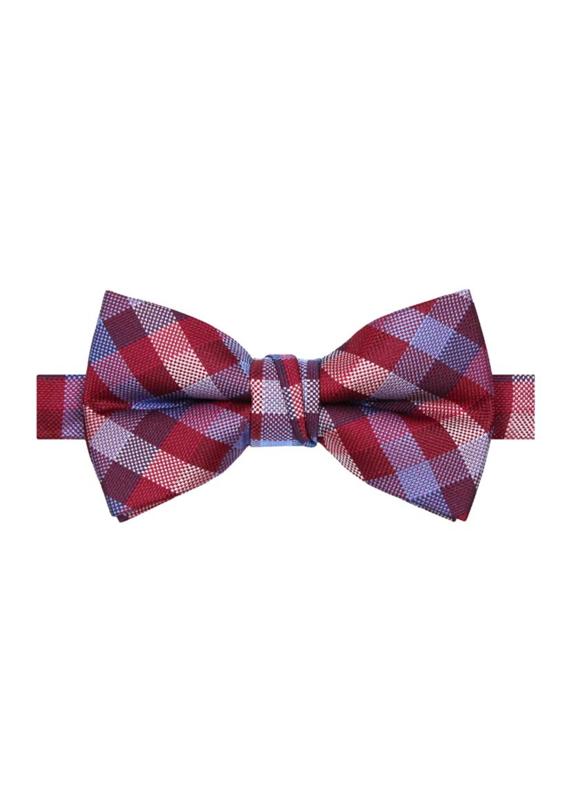 Textured Plaid Bow Tie