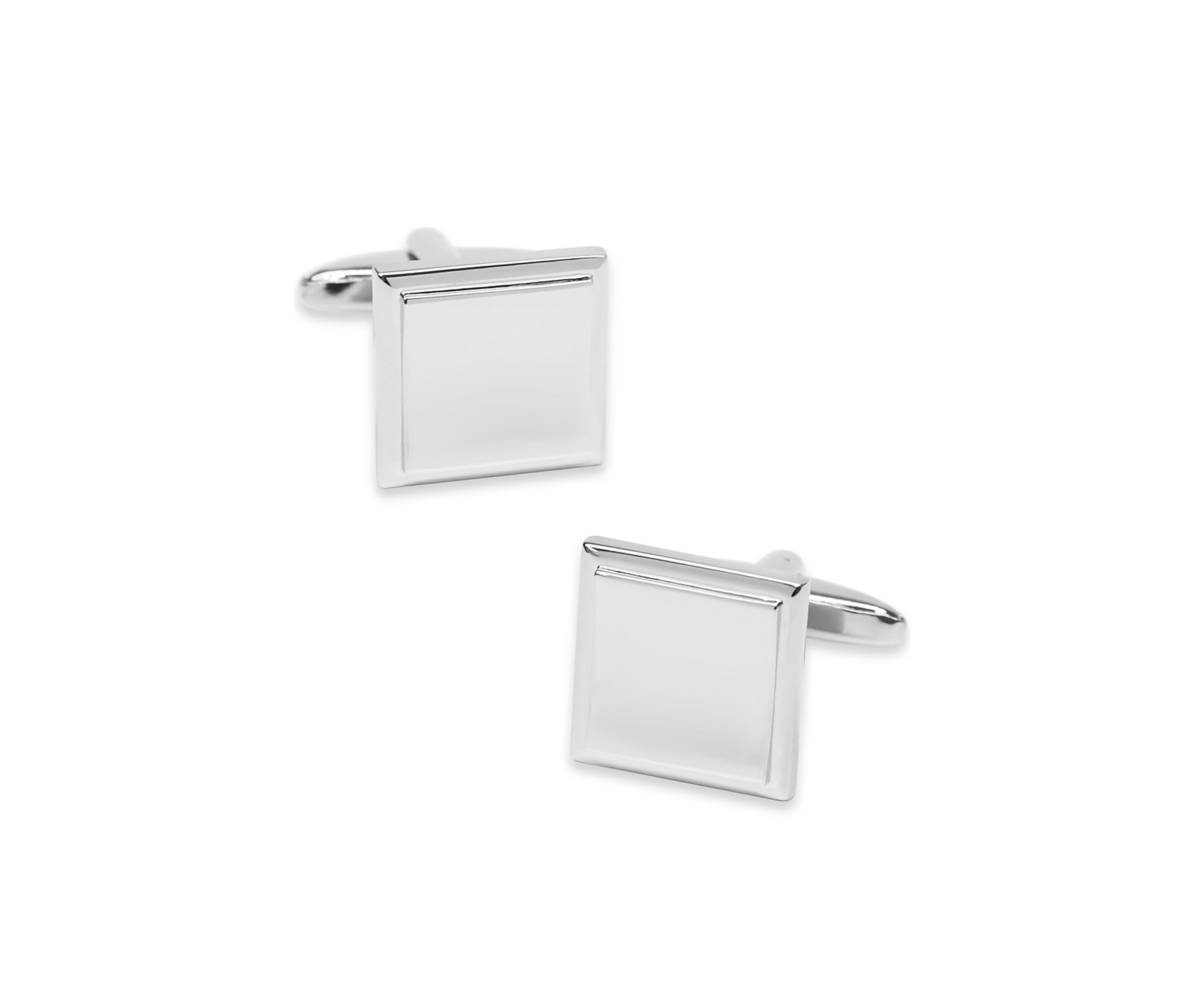 Silver Tone Double Square Cuff Links