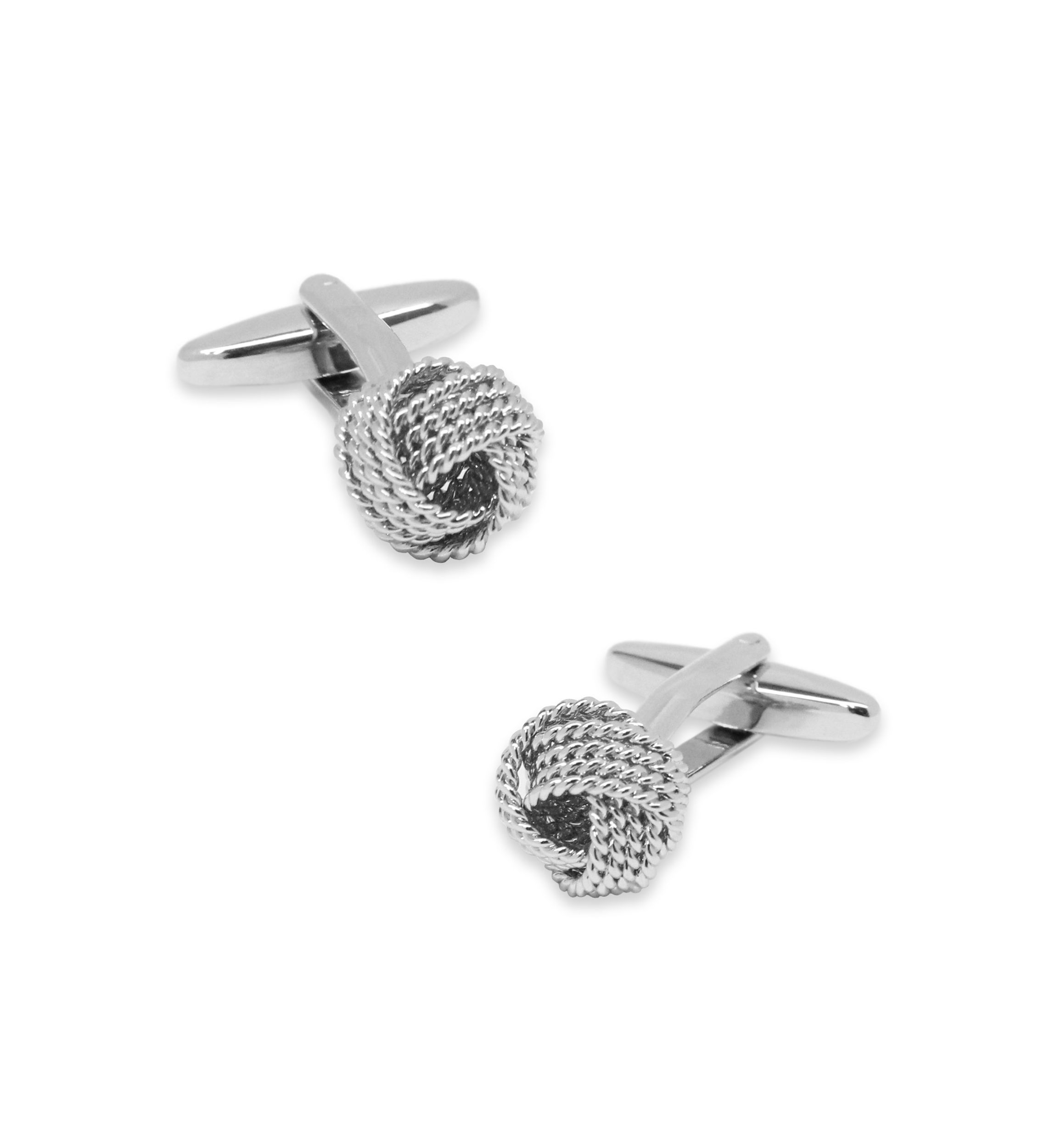 Silver Tone Knots Cuff Links