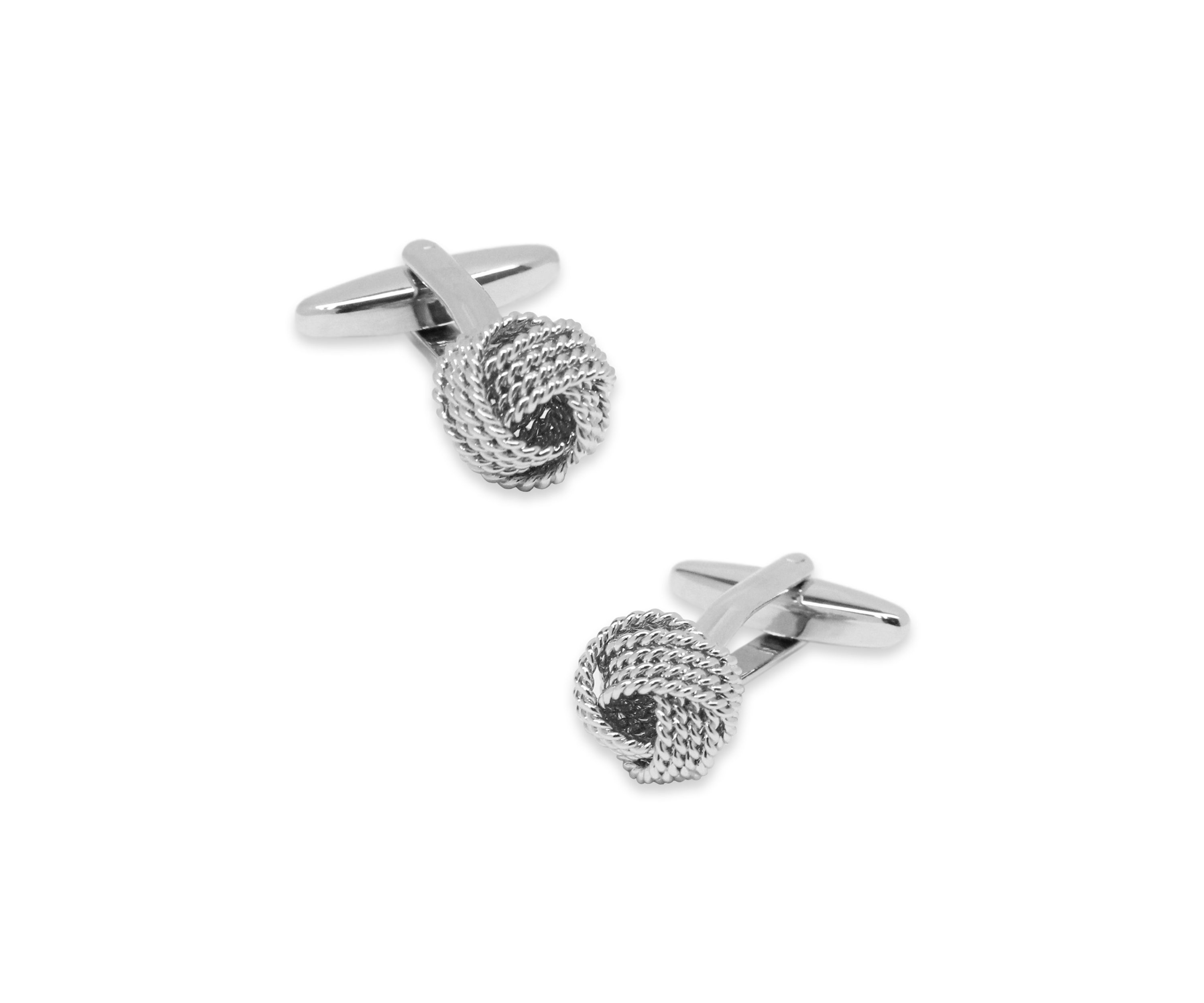 Silver Tone Knots Cuff Links