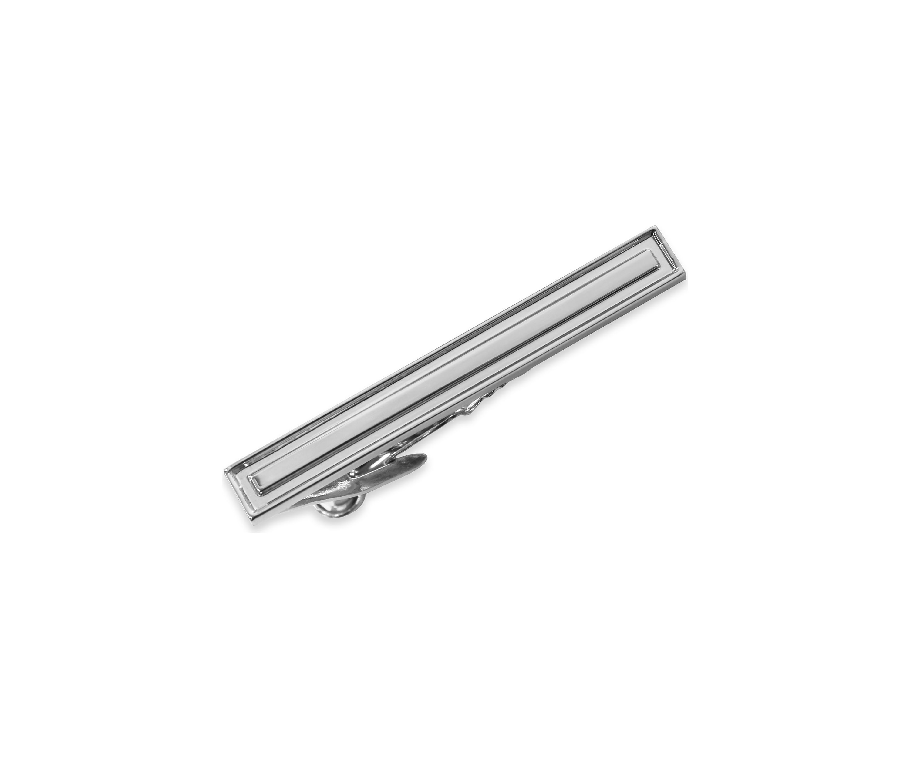Silver Tone Edge Tie Bar