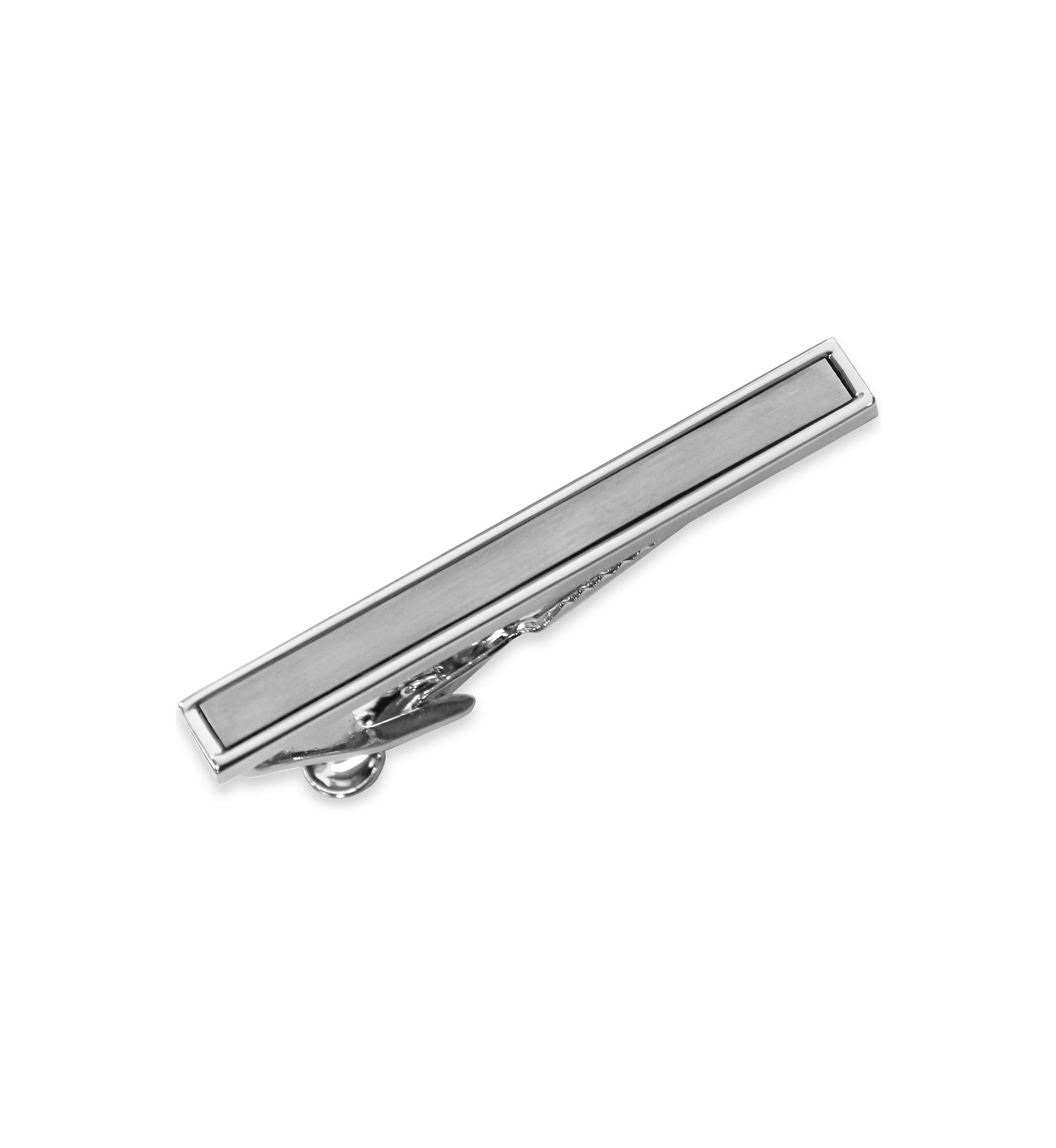 Silver Tone Brushed Tie Bar