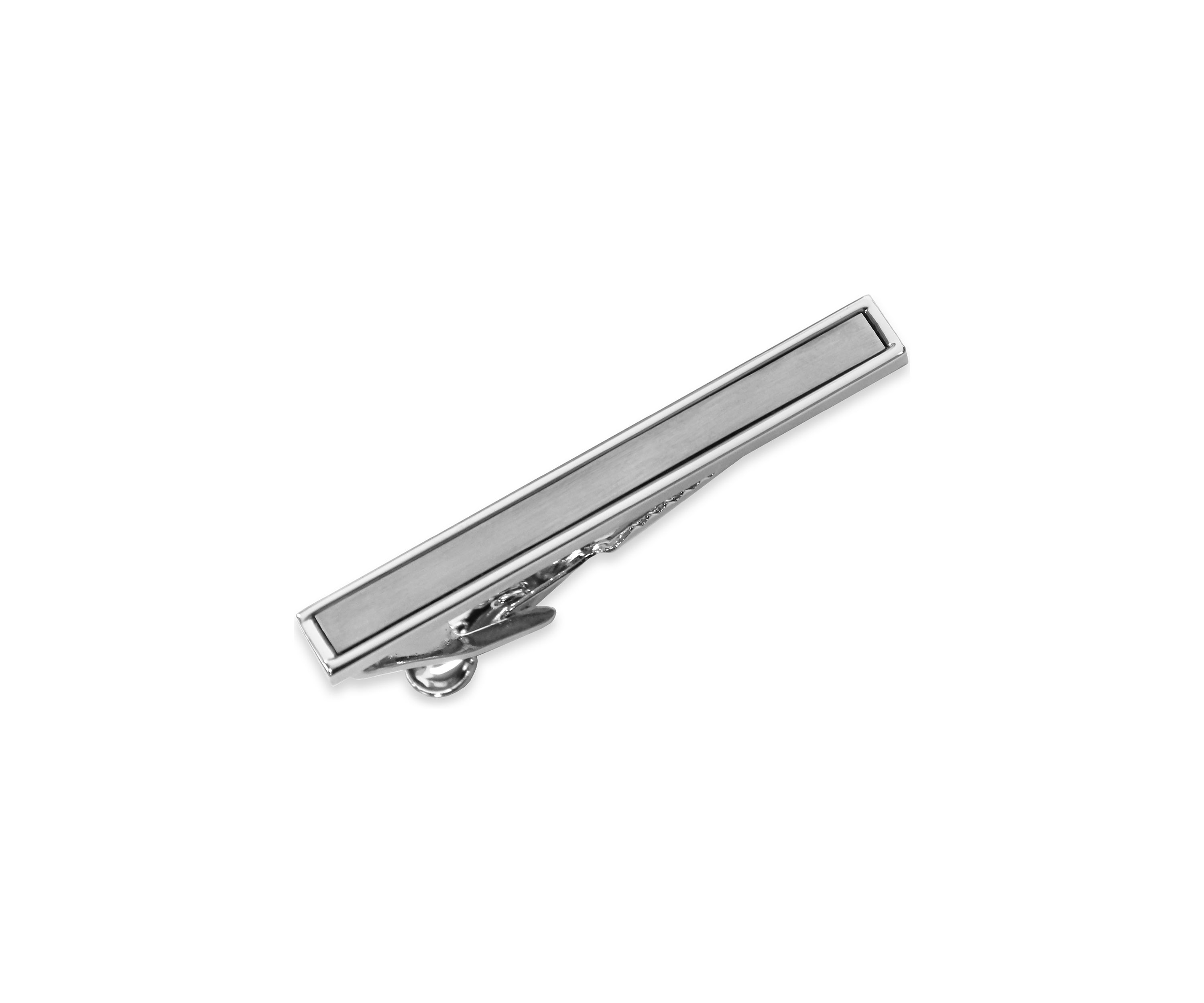 Silver Tone Brushed Tie Bar