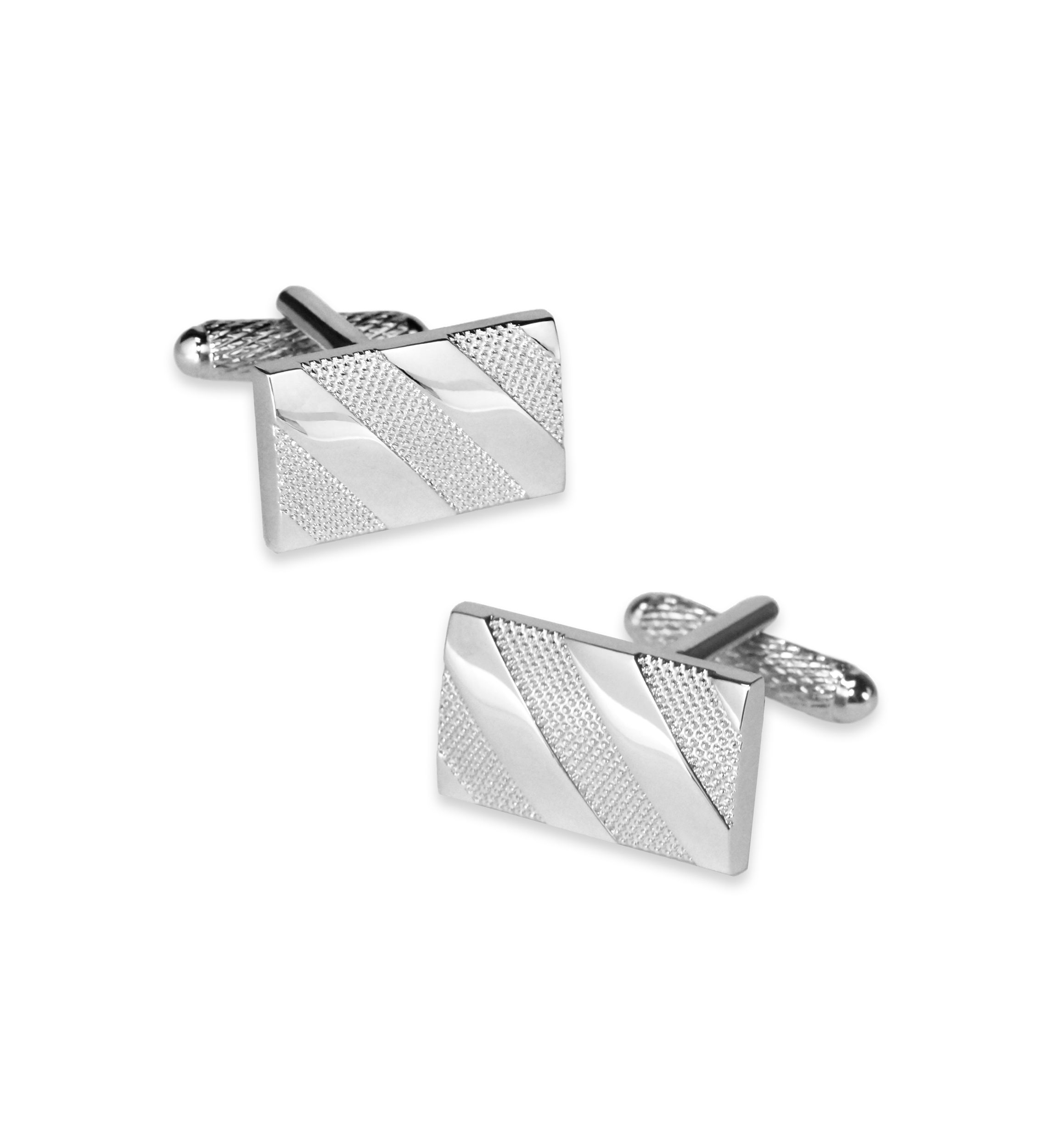 Rectangular Textured Metal Cuff Link Set