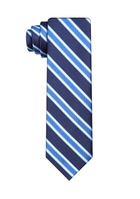 IZOD Men's Bar Striped Tie, Navy Blue, 58