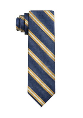 IZOD Men's Big & Tall Textured Striped Tie, Navy Blue, 62