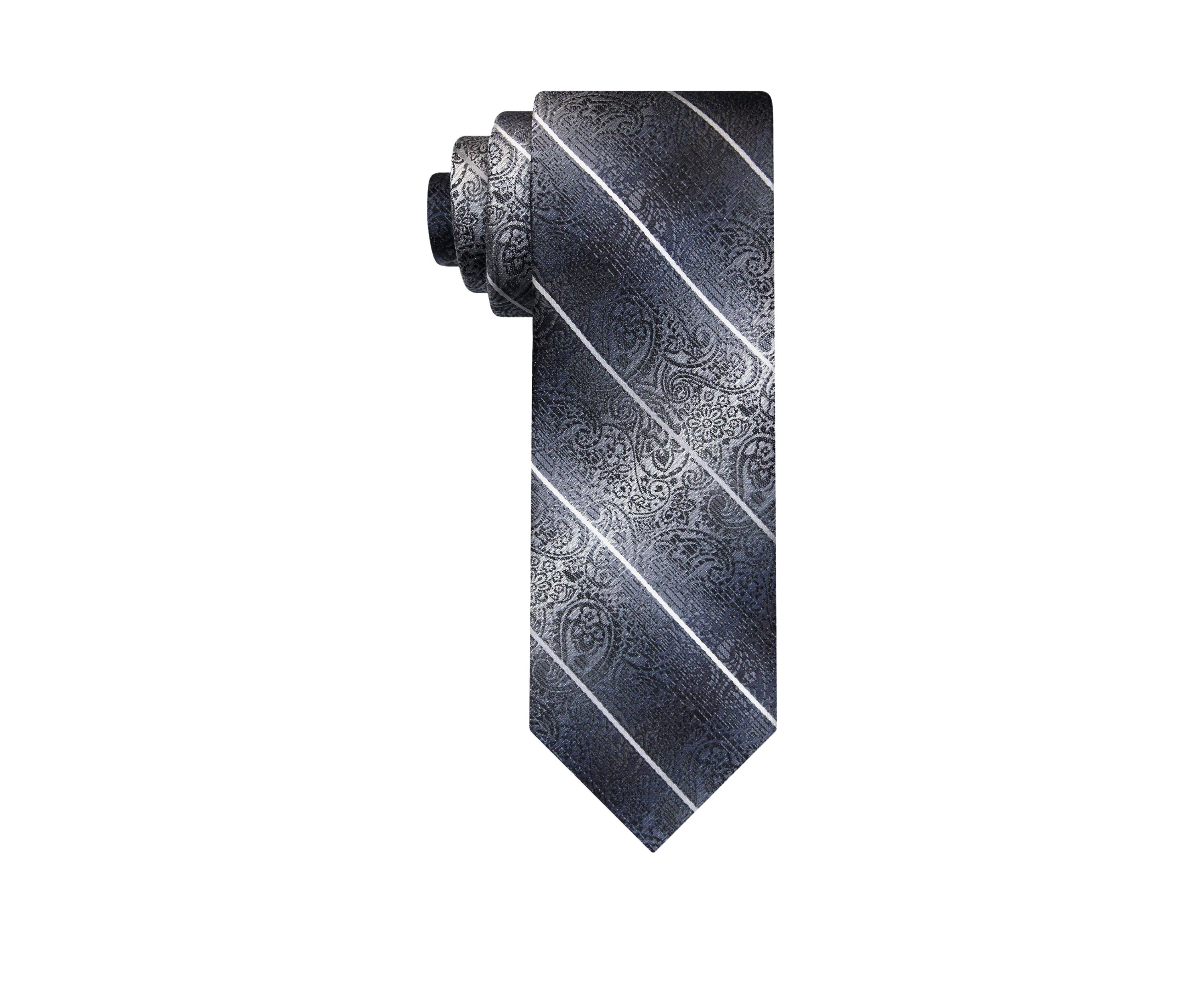 Big & Tall Shaded Paisley Stripe Tie