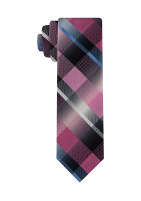 Van Heusen Men's Textured Plaid Tie, Pink, 58