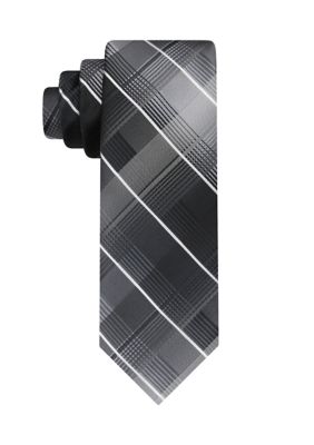 Van Heusen Men's Multi Plaid Microfiber Necktie, Black, 58