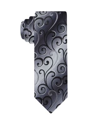 Van Heusen Men's Swirly Vines Tie, Black, 58
