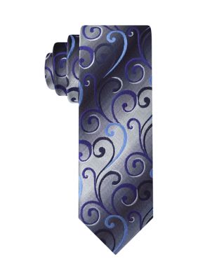 Van Heusen Men's Swirly Vines Tie, Navy Blue, 58