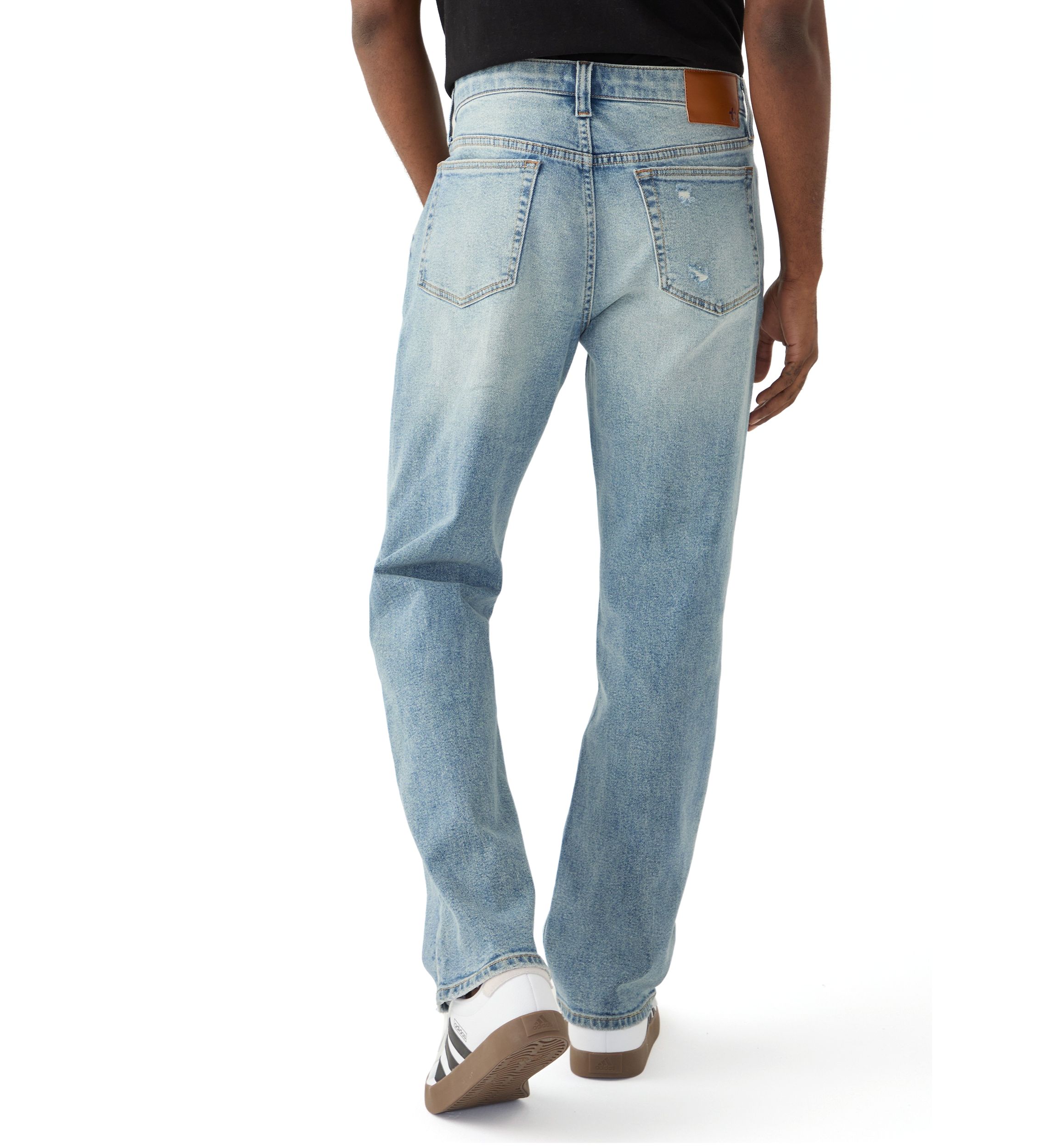 Medium Wash Destroy Straight Jeans