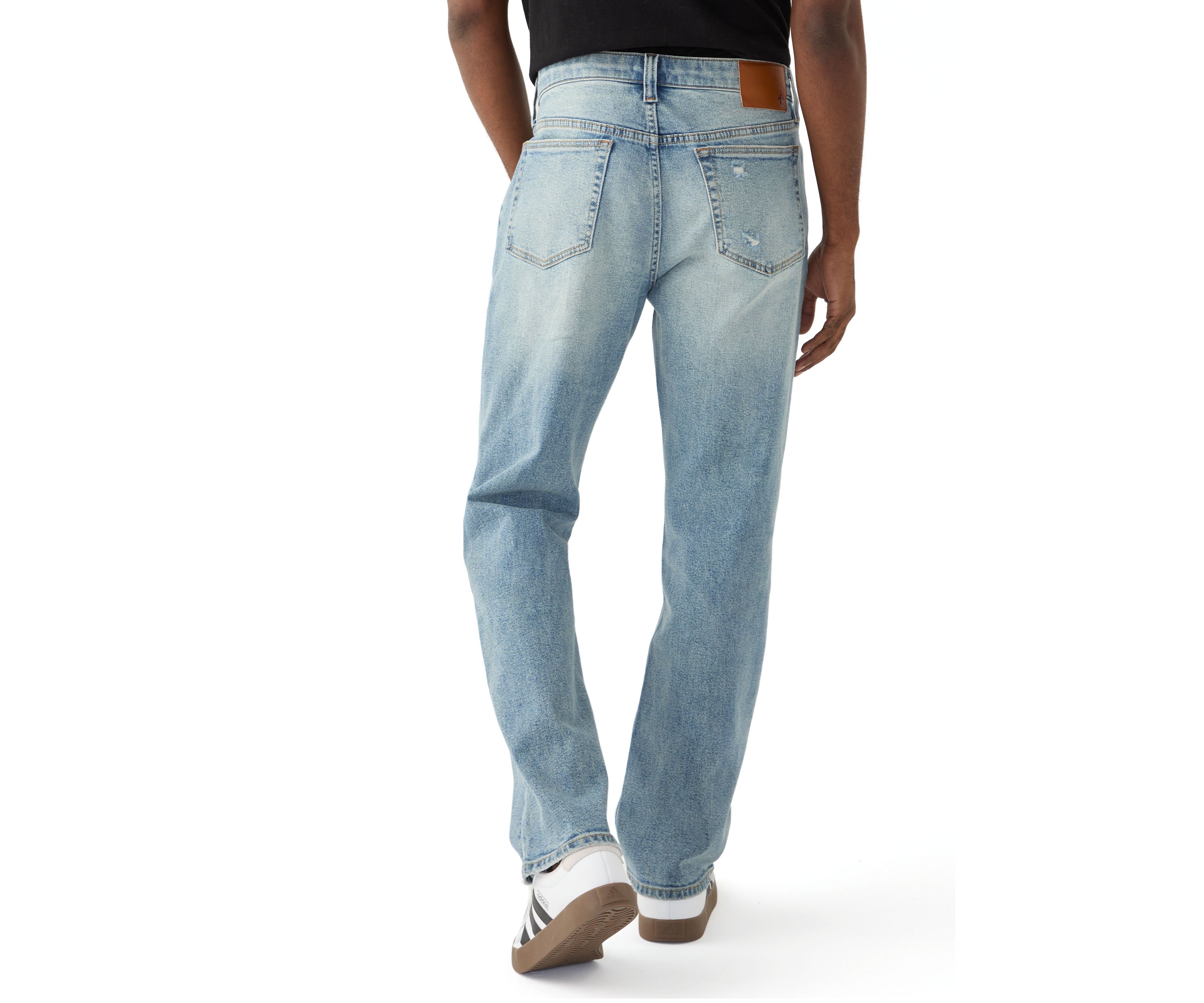 Medium Wash Destroy Straight Jeans