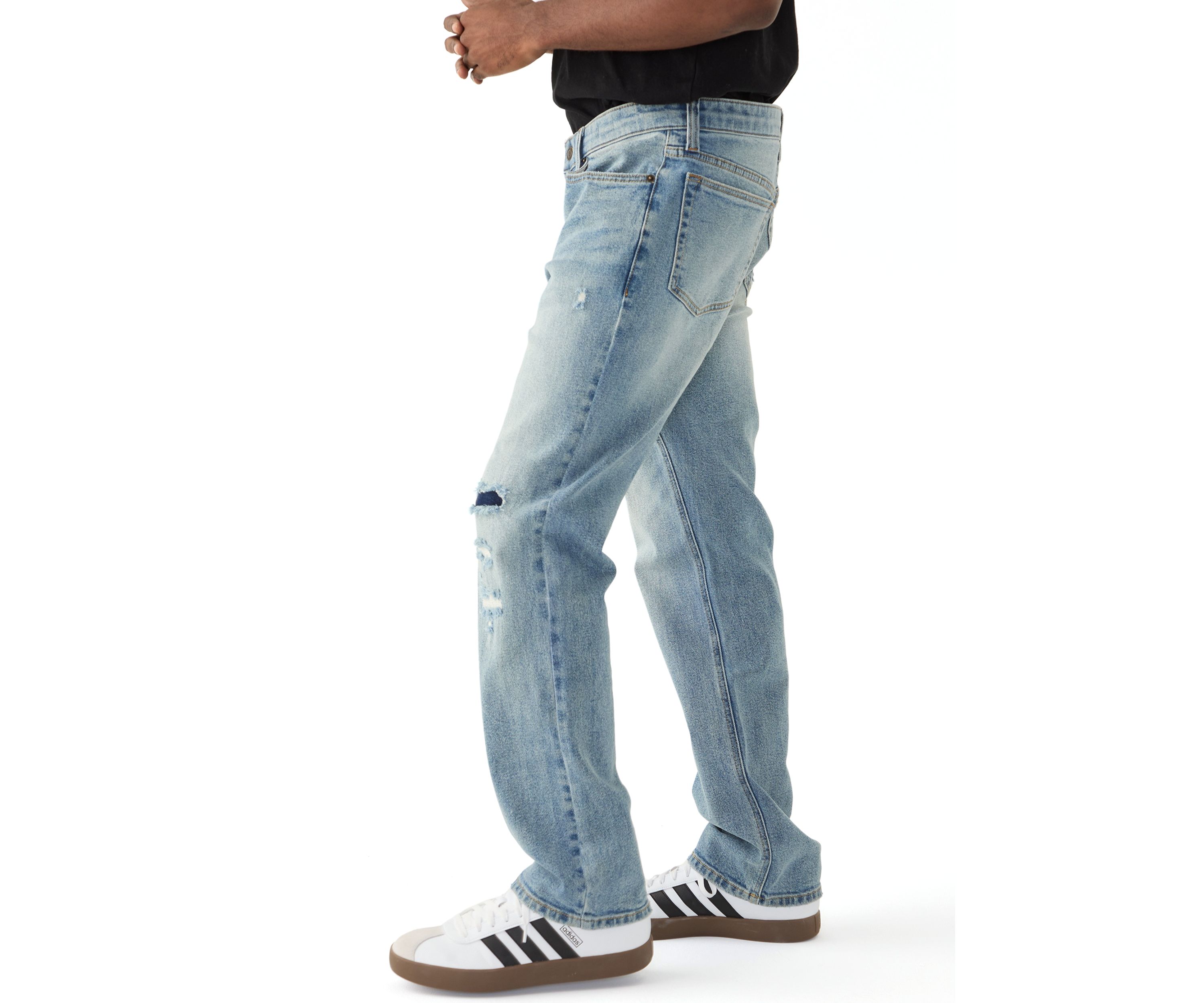 Medium Wash Destroy Straight Jeans