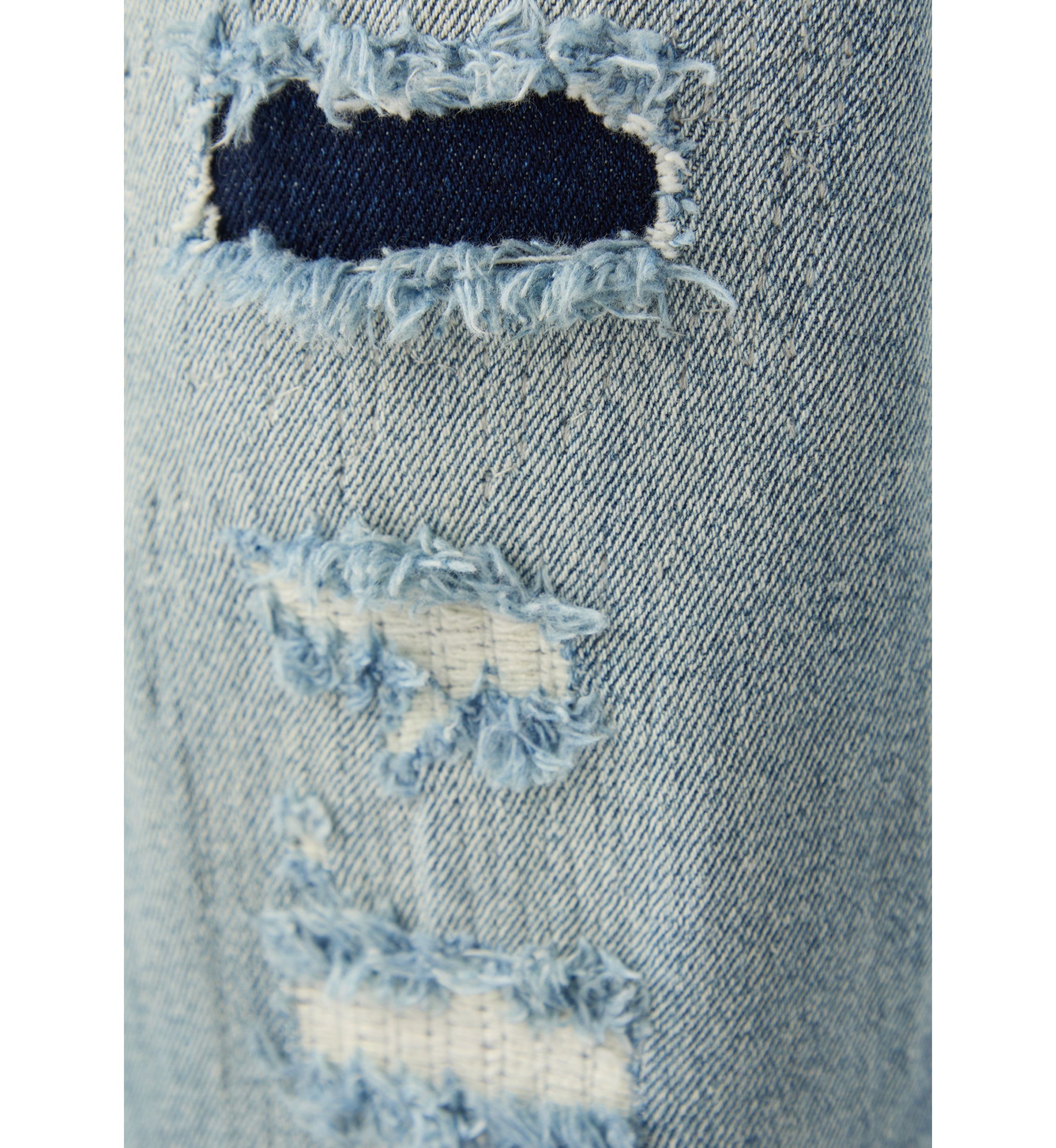 Medium Wash Destroy Straight Jeans