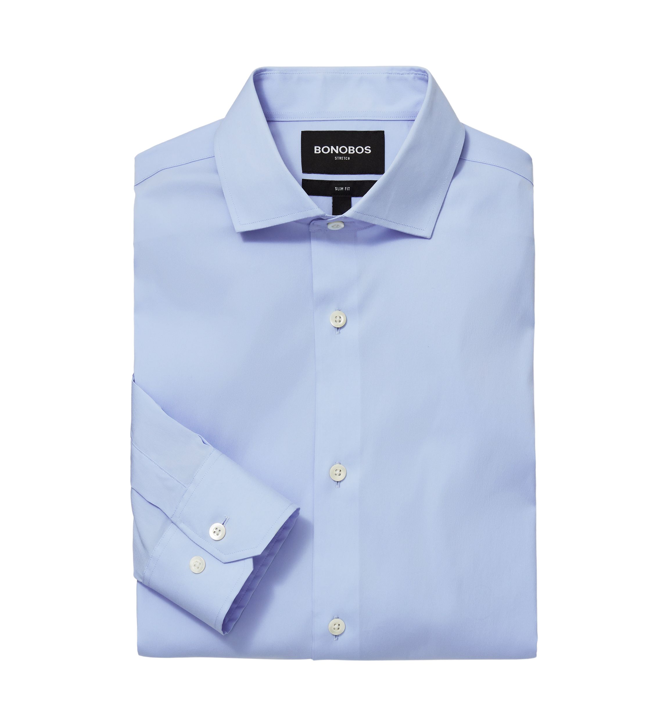 jetsetter stretch dress shirt Bonobos Jetsetter Stretch Dress Shirt 22 / 38 Standard Fit Solid Light Blue  NEW
