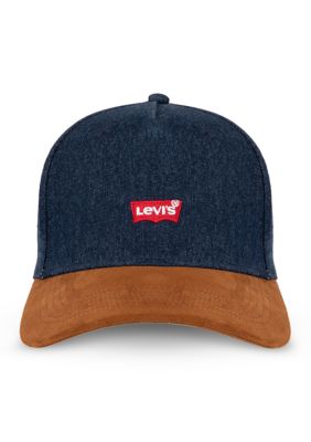 Levi's Men's Washed Denim Suede Contrast Baseball Hat, Navy Blue