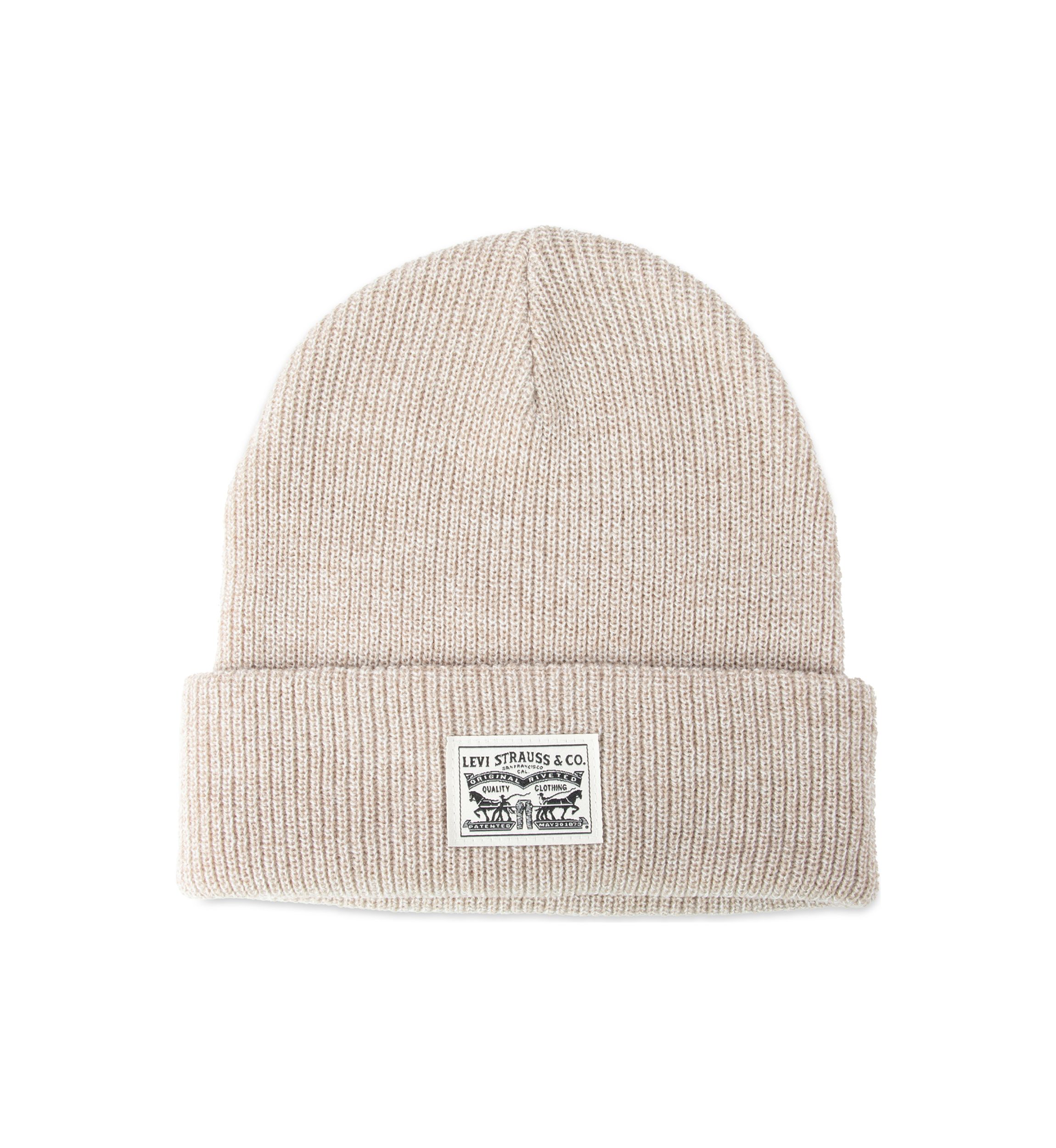 Cardigan Stitch Logo Patch Beanie Hat