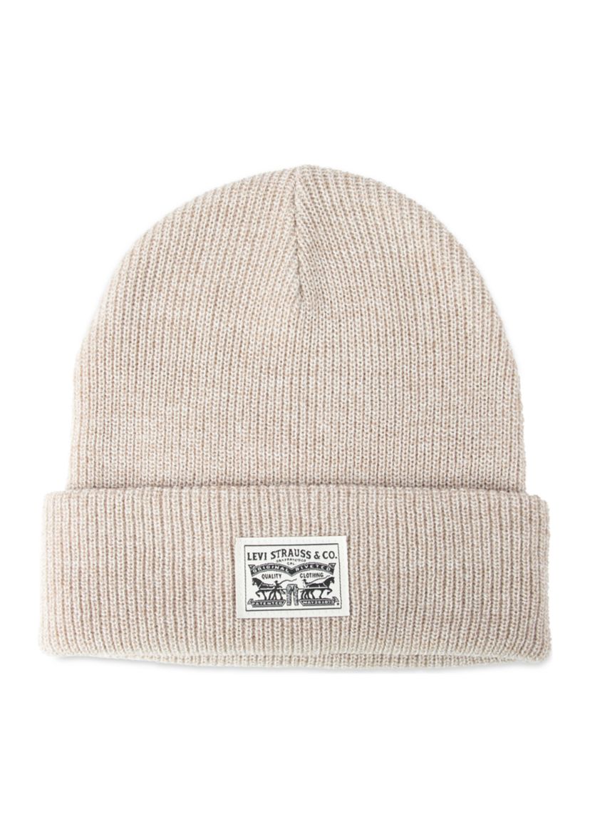 Cardigan Stitch Logo Patch Beanie Hat