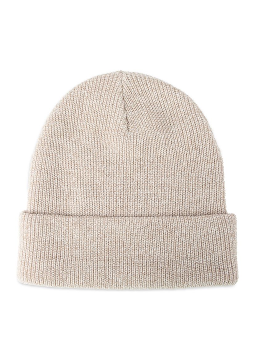 Cardigan Stitch Logo Patch Beanie Hat