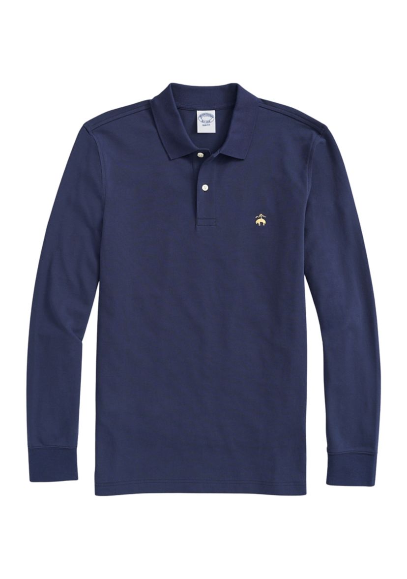 Mens Golden Fleece® Slim Fit Stretch Supima® Long Sleeve Polo Shirt 