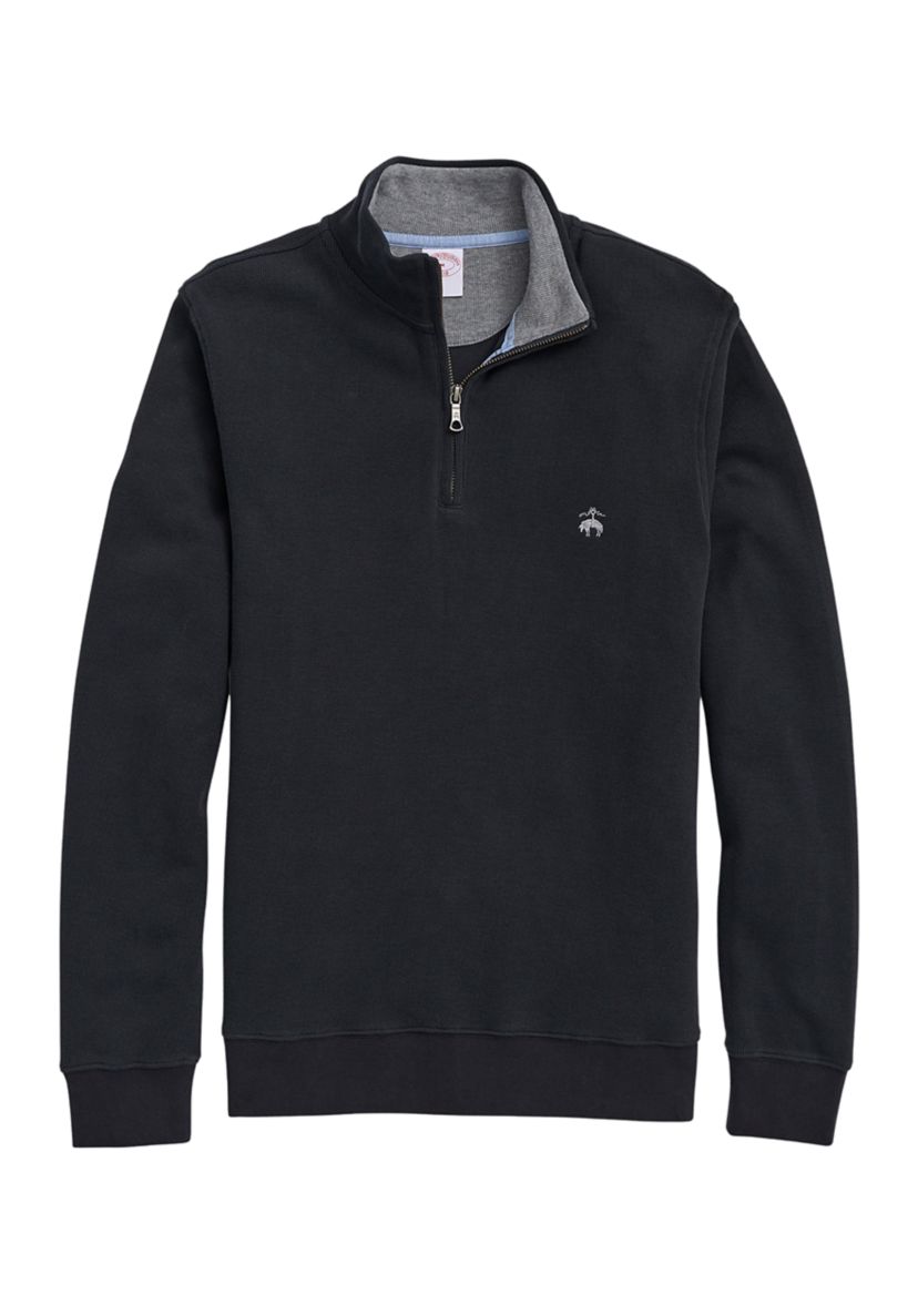 Mens Ribbed French Terry Half Zip Pullover