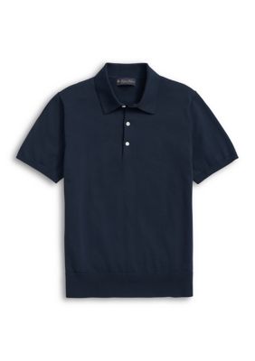 Brooks Brothers Men's Supima Cotton Short-Sleeve Polo Sweater, Navy Blue, 2XL