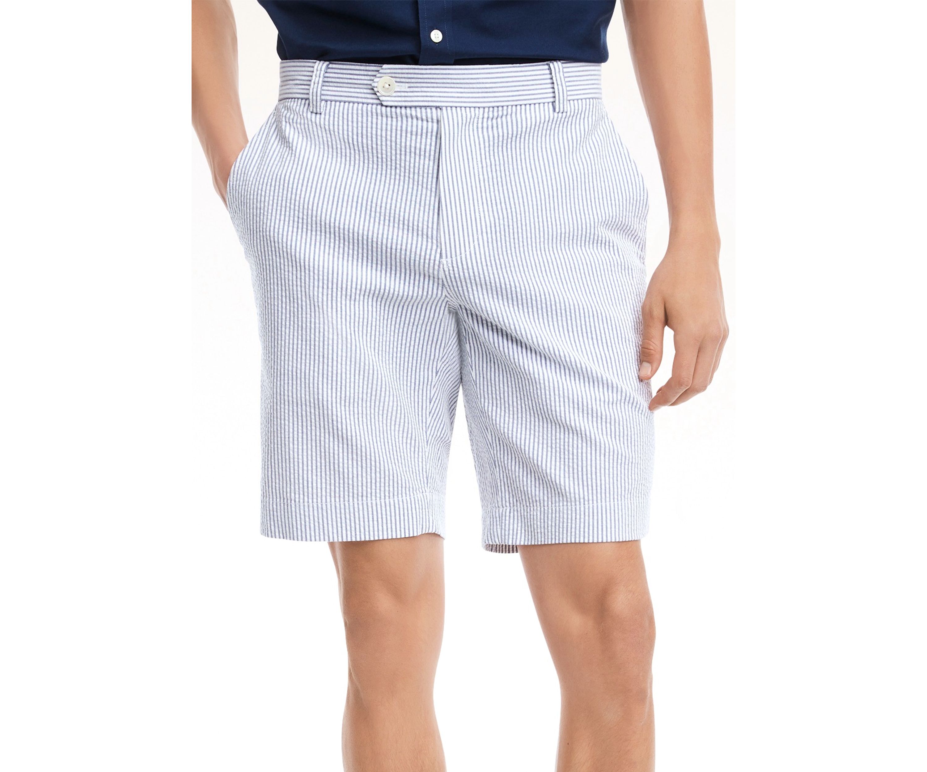 9" Cotton Seersucker Stripe Shorts