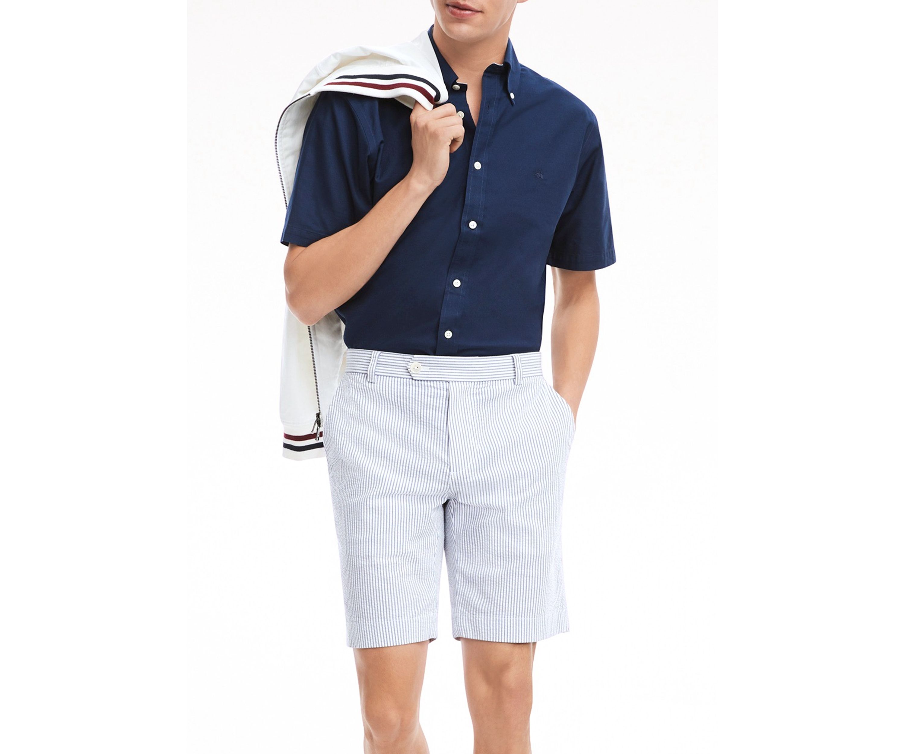 9" Cotton Seersucker Stripe Shorts
