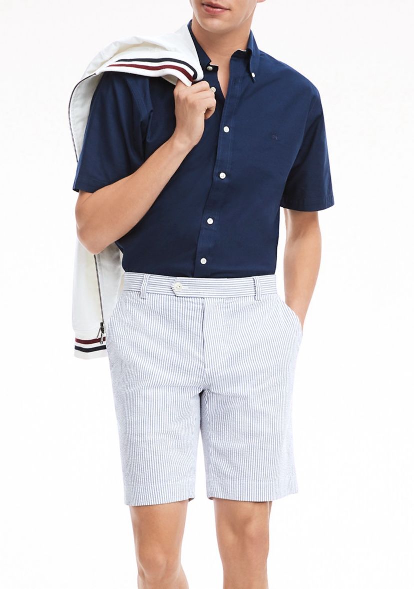 9" Cotton Seersucker Stripe Shorts