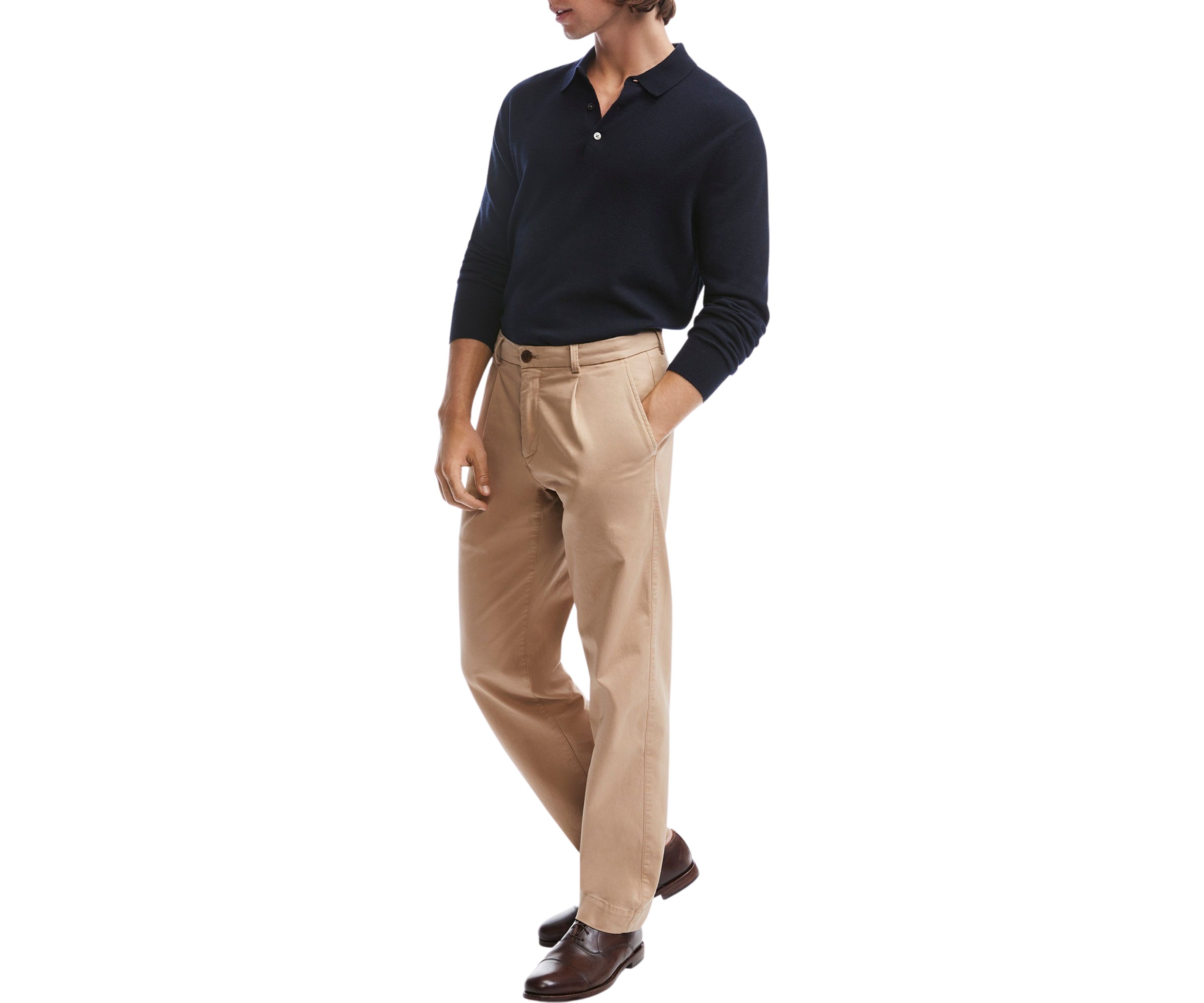 Mens Modern Pleated Chino Pants