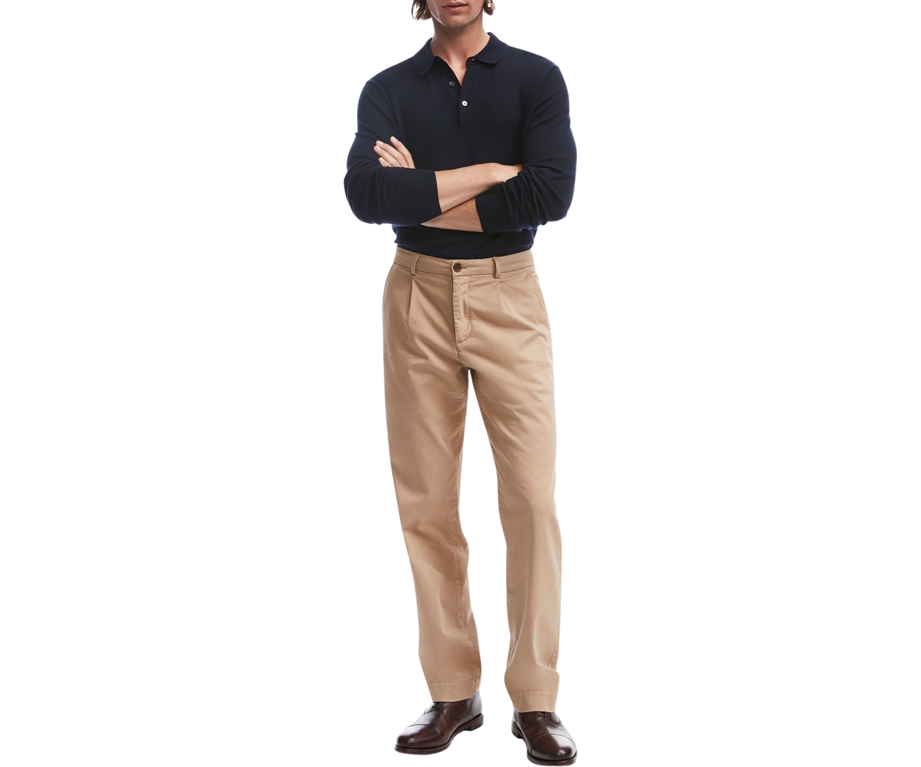 Mens Modern Pleated Chino Pants